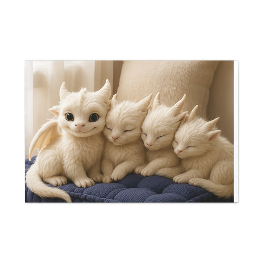 Cute Fantasy Wall Art, Cozy Home Decor, Dragon Nursery Canvas, Kids Room Wall Art, Gift for Dragon Lovers, Fantasy Art Prints