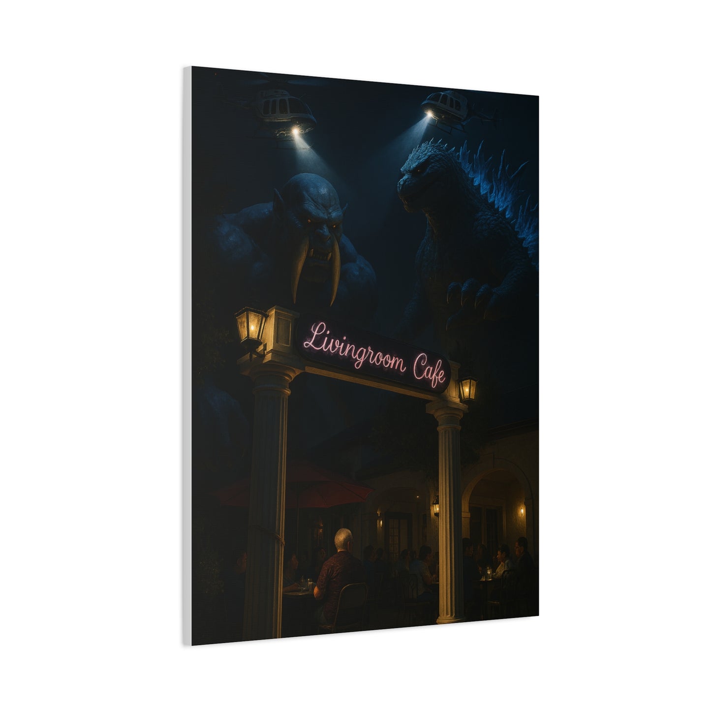 Livingroom Cafe Wall Art, Matte Canvas Print, Cozy Home Decor, Gift for Coffee Lovers, Unique Cafe Vibe