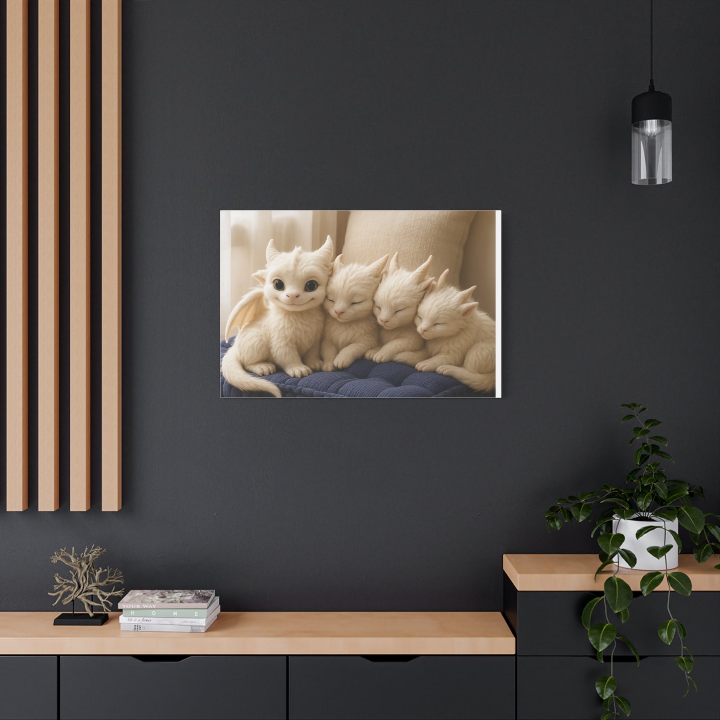 Cute Fantasy Wall Art, Cozy Home Decor, Dragon Nursery Canvas, Kids Room Wall Art, Gift for Dragon Lovers, Fantasy Art Prints