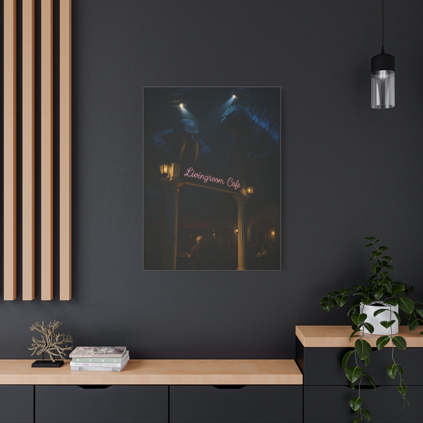 Livingroom Cafe Wall Art, Matte Canvas Print, Cozy Home Decor, Gift for Coffee Lovers, Unique Cafe Vibe