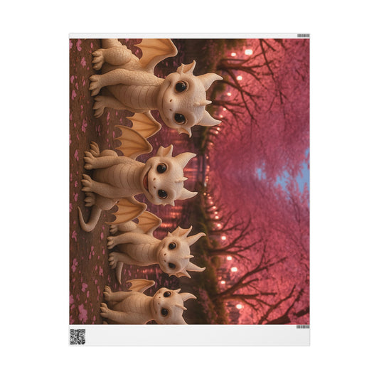 Charming Dragon-Themed Wrapping Paper, Gift Wrap, Holiday Paper, Party Supplies, Eco-Friendly Gift Wrap