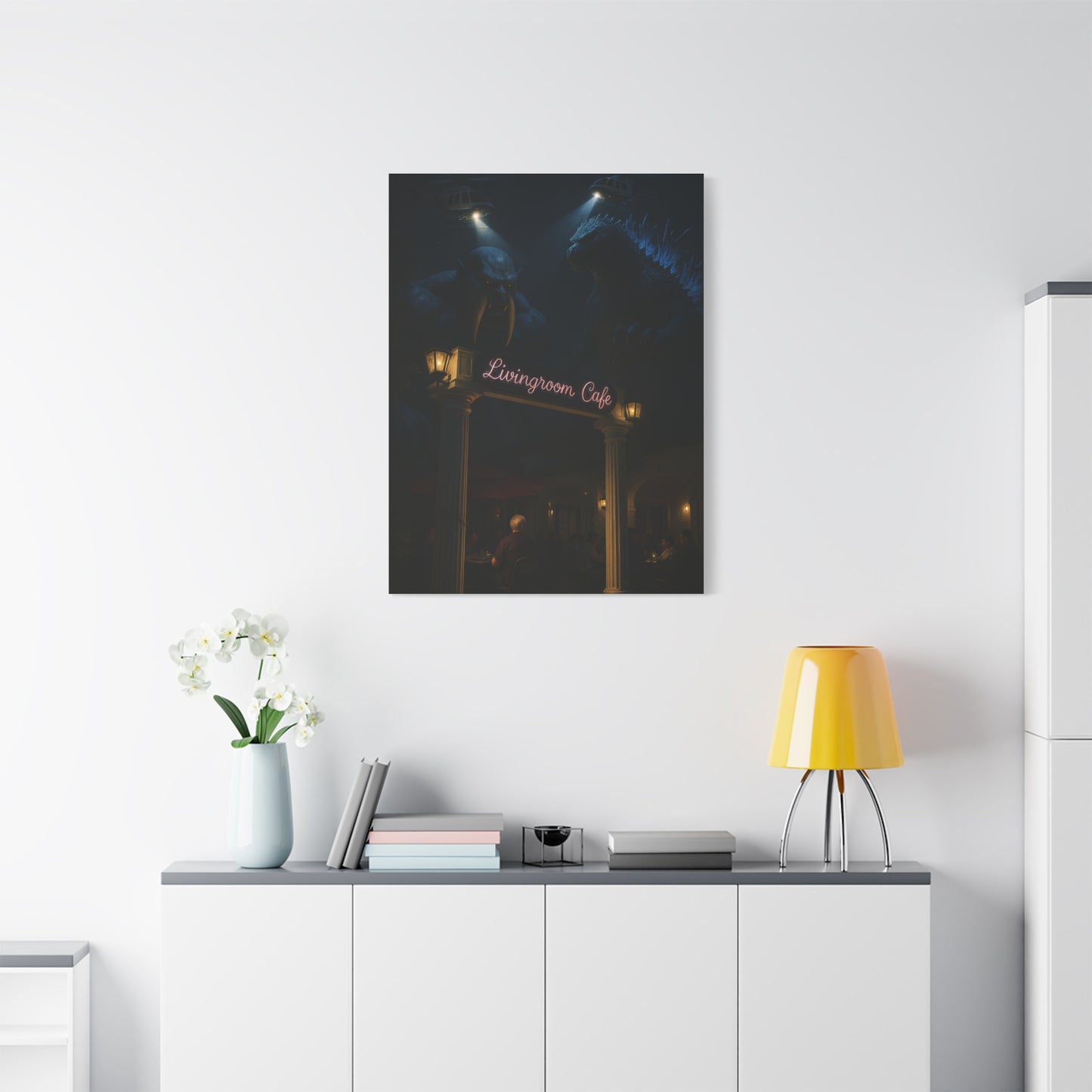 Livingroom Cafe Wall Art, Matte Canvas Print, Cozy Home Decor, Gift for Coffee Lovers, Unique Cafe Vibe