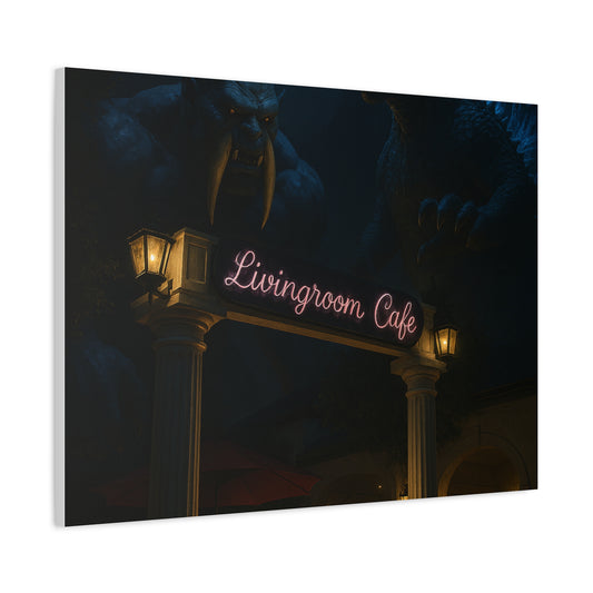 Livingroom Cafe Wall Art, Matte Canvas Print, Cozy Home Decor, Gift for Coffee Lovers, Unique Cafe Vibe