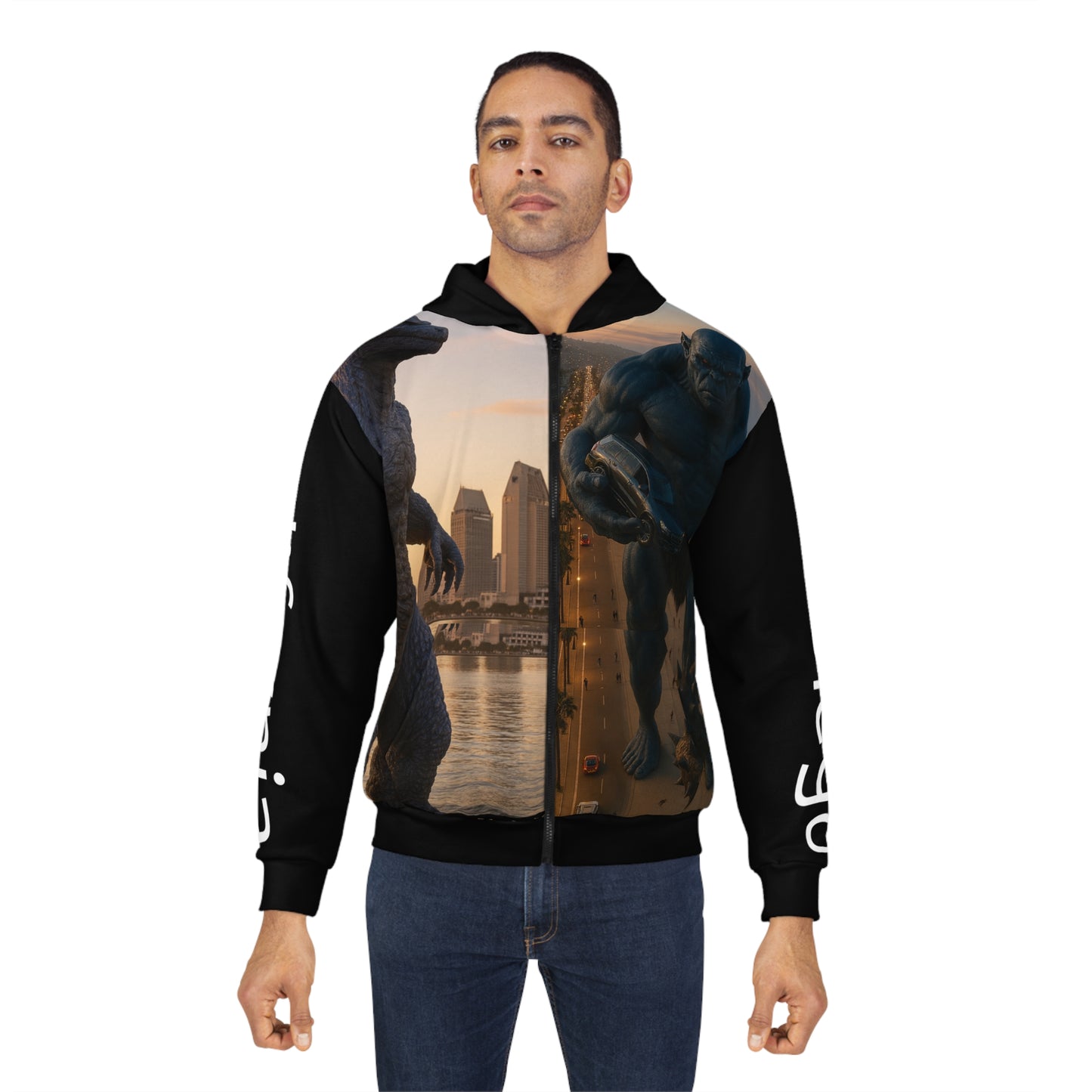 Zip Hoodie Godzilla VS Troll Design