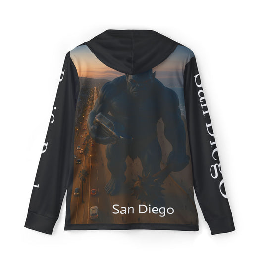 Hoodie, Black Troll Walking on the Boardwalk, Sweatshirt, Sports Jacket, Athletic Apparel, Men's Outerwear