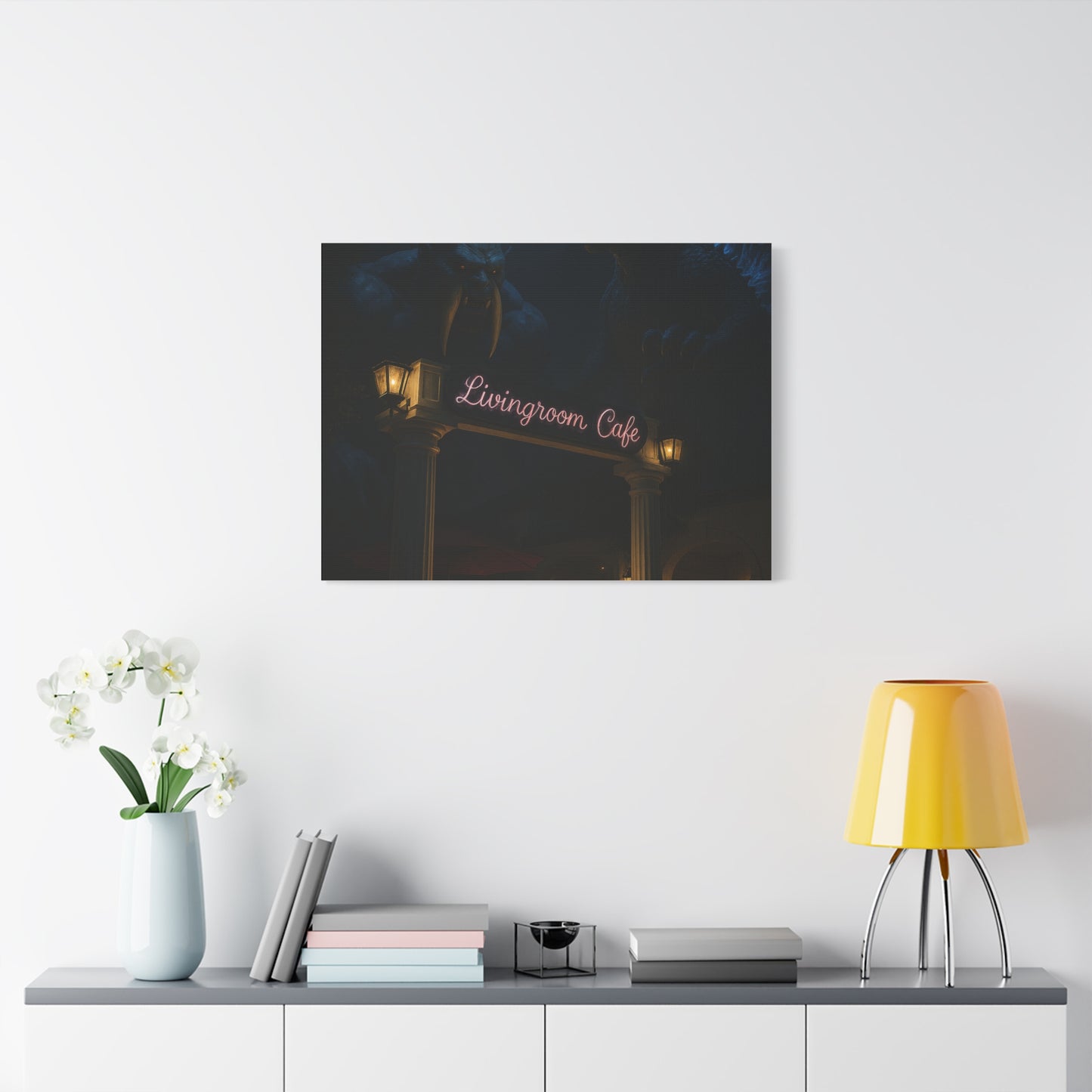 Livingroom Cafe Wall Art, Matte Canvas Print, Cozy Home Decor, Gift for Coffee Lovers, Unique Cafe Vibe