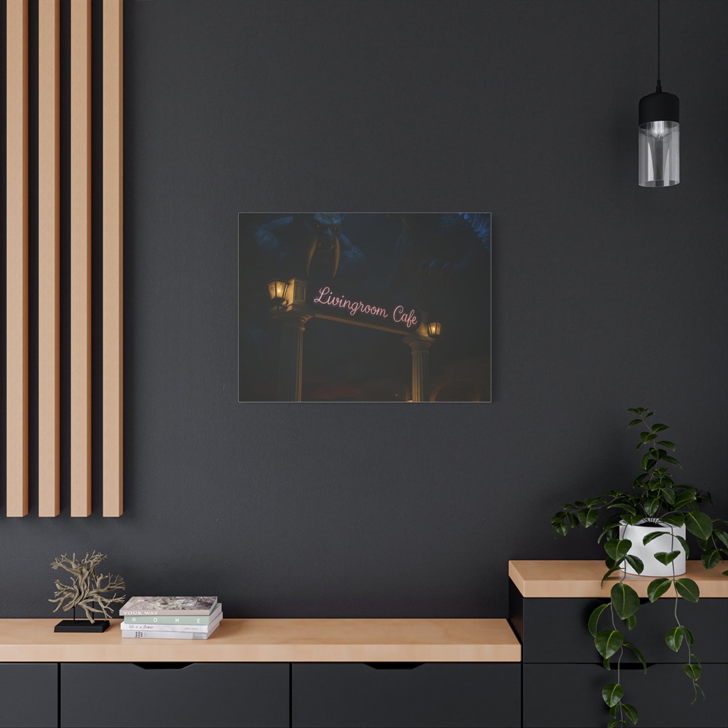 Livingroom Cafe Wall Art, Matte Canvas Print, Cozy Home Decor, Gift for Coffee Lovers, Unique Cafe Vibe