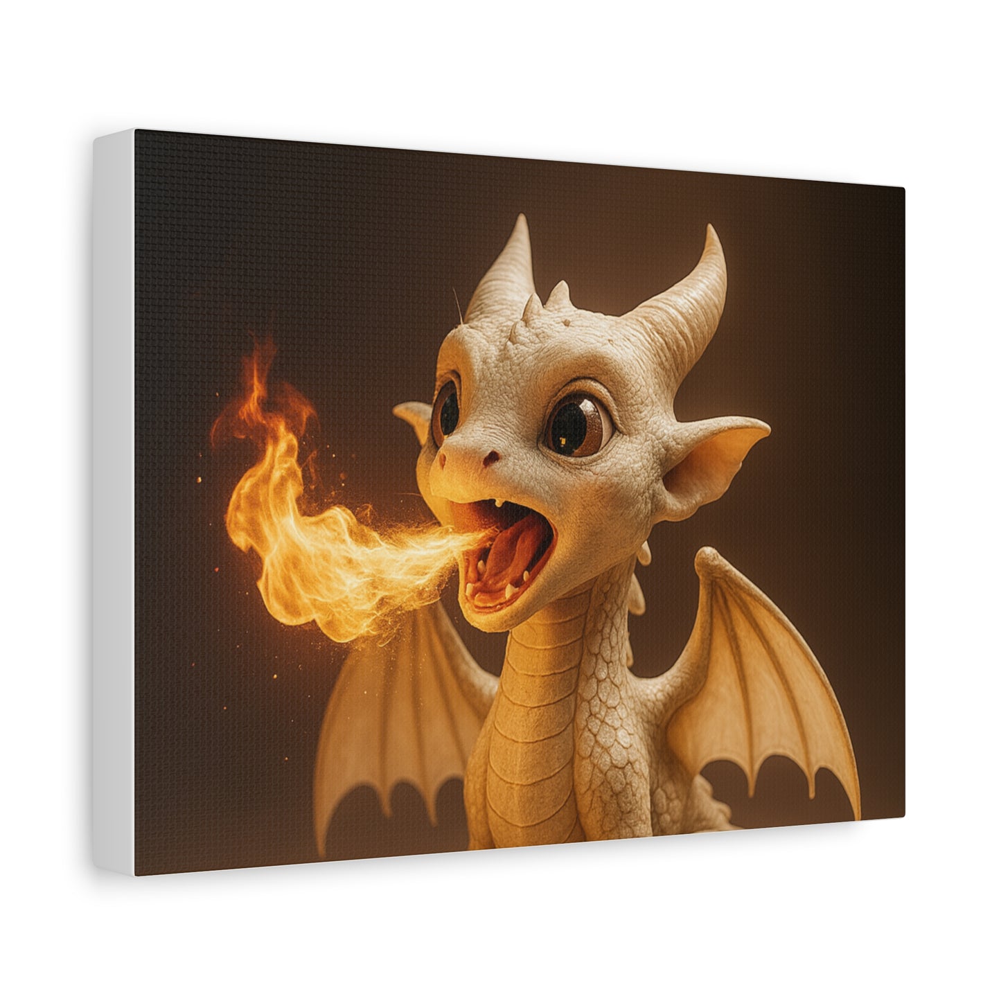 Whimsical Dragon Canvas Wall Art, Nursery Decor, Fantasy Artwork, Gift for Kids, Fire-Breathing Dragon Print