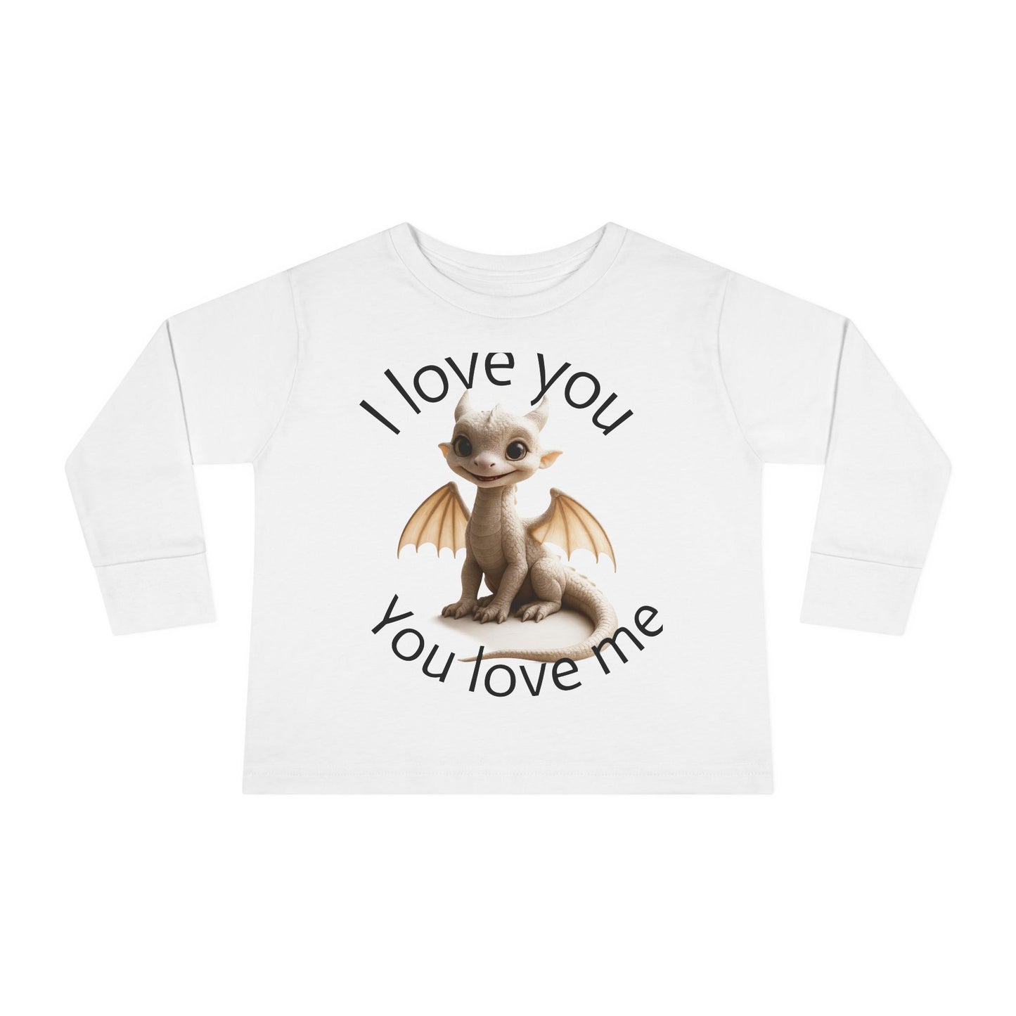 Toddler Long Sleeve Tee with Cute Dragon Design - I Love You, You Love Me, Kids Gift, Baby Shower, Birthday Outfit, Everyday Wear