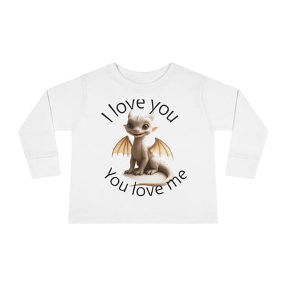 Toddler Long Sleeve Tee with Cute Dragon Design - I Love You, You Love Me, Kids Gift, Baby Shower, Birthday Outfit, Everyday Wear