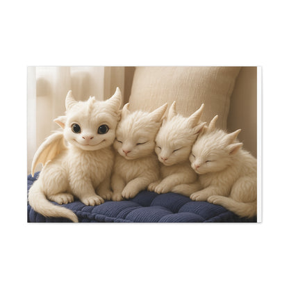 Cute Fantasy Wall Art, Cozy Home Decor, Dragon Nursery Canvas, Kids Room Wall Art, Gift for Dragon Lovers, Fantasy Art Prints