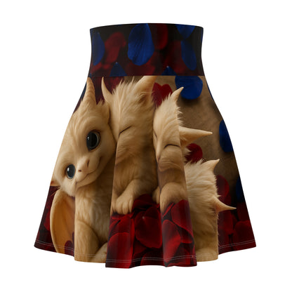 Cute Fantasy Cat Women's Skater Skirt, Whimsical AOP Print, Summer Fashion, Gift for Cat Lovers, Playful Outfit, Festival Wear