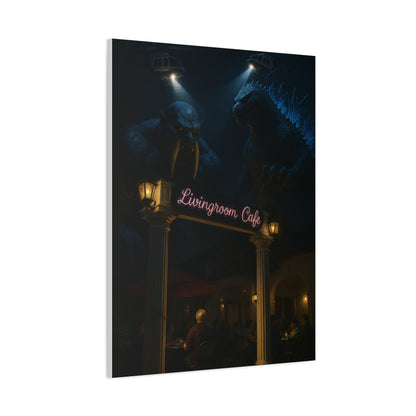 Livingroom Cafe Wall Art, Matte Canvas Print, Cozy Home Decor, Gift for Coffee Lovers, Unique Cafe Vibe