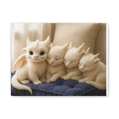 Cute Fantasy Wall Art, Cozy Home Decor, Dragon Nursery Canvas, Kids Room Wall Art, Gift for Dragon Lovers, Fantasy Art Prints