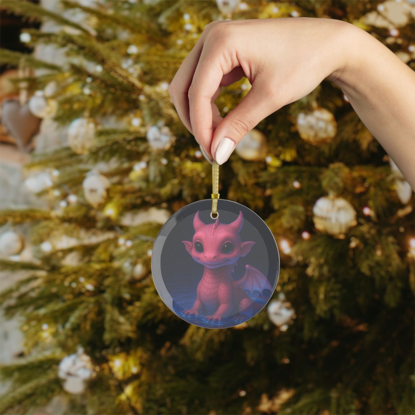 Whimsical Dragon Glass Ornaments | Fantasy Holiday Decor, Dragon Lover Gift, Christmas Tree Ornament, Magical Home Decoration, Unique Gift