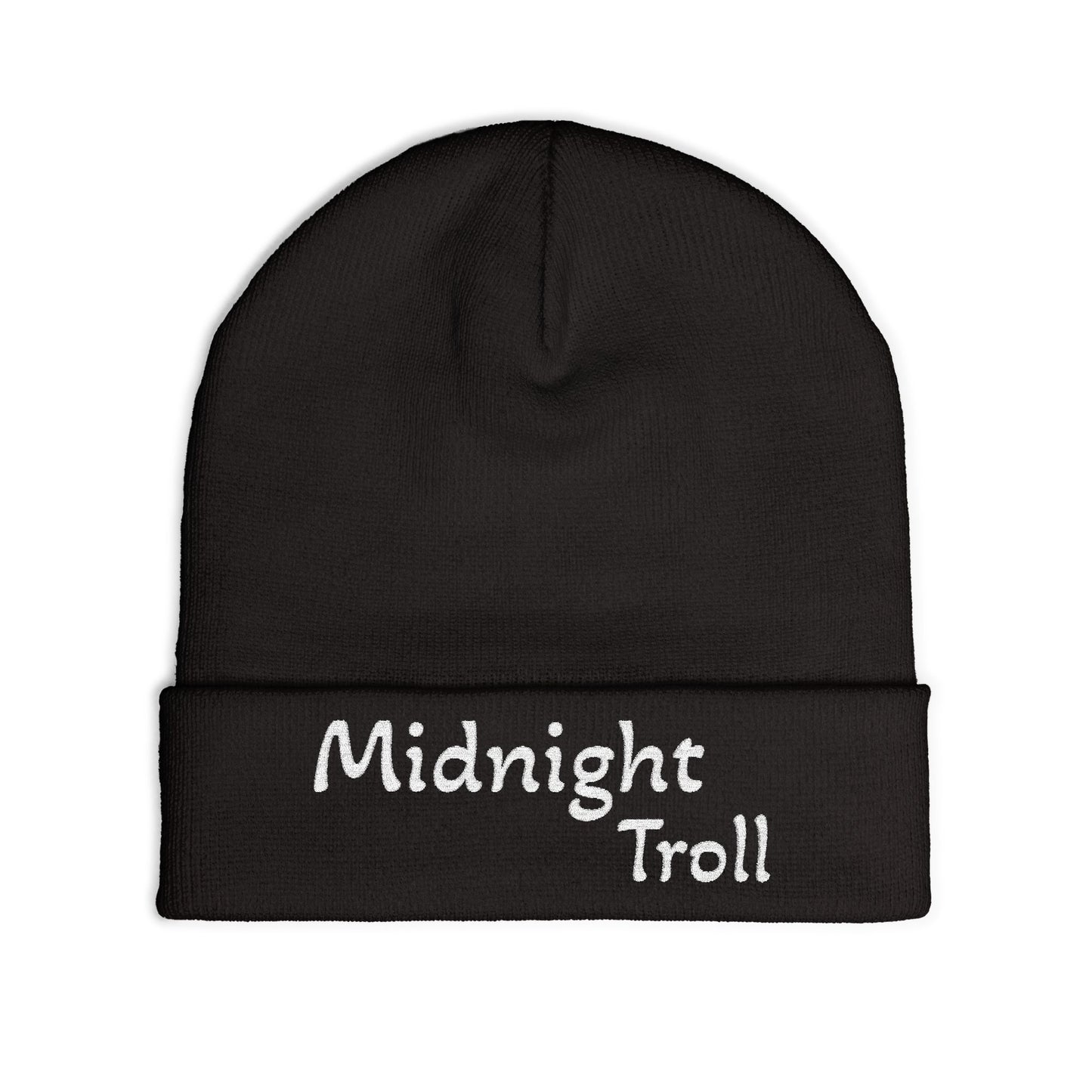 Embroidery Knit Beanie - Midnight Troll, Cozy Cap, Winter Hat, Gift for Him, Beanie for Her