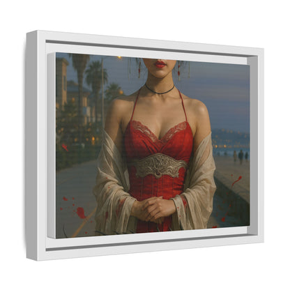 Framed Matte Canvas Art Print, Red Dress Wall Decor, Elegant Home Decoration, Gift for Her, Romantic Artwork
