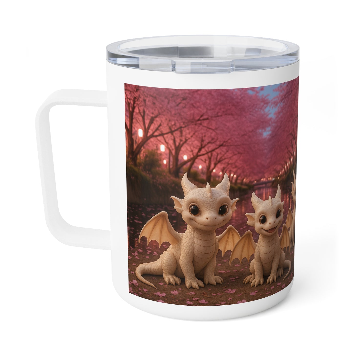 Charming Dragon Insulated Coffee Mug - 10oz, Cute Dragon Mug, Fantasy Coffee Cup, Gift for Dragon Lovers, Personalized Drinkware