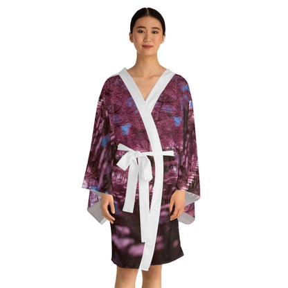 Charming Cherry Blossom Long Sleeve Kimono Robe, Cozy Loungewear, Spring Fashion, Bohemian Style, Gift for Her, Relaxation, Homewear