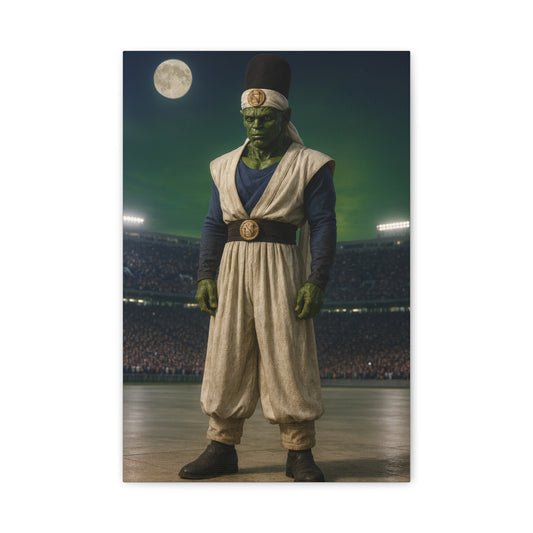 Stretched Canvas Art for Home Decor, Unique Wall Art, Green Character, Pop Culture Fan, Sports Theme, Gift Idea for Any Occasion