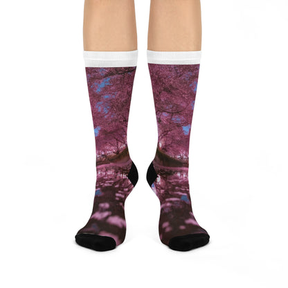 Charming Floral Crew Socks, Cozy Footwear, Gift for Women, Spring Accessories, Perfect for Relaxation, Birthday or Special Occasion