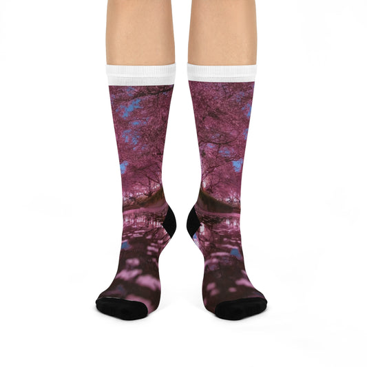 Charming Floral Crew Socks, Cozy Footwear, Gift for Women, Spring Accessories, Perfect for Relaxation, Birthday or Special Occasion