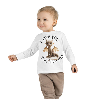 Toddler Long Sleeve Tee with Cute Dragon Design - I Love You, You Love Me, Kids Gift, Baby Shower, Birthday Outfit, Everyday Wear