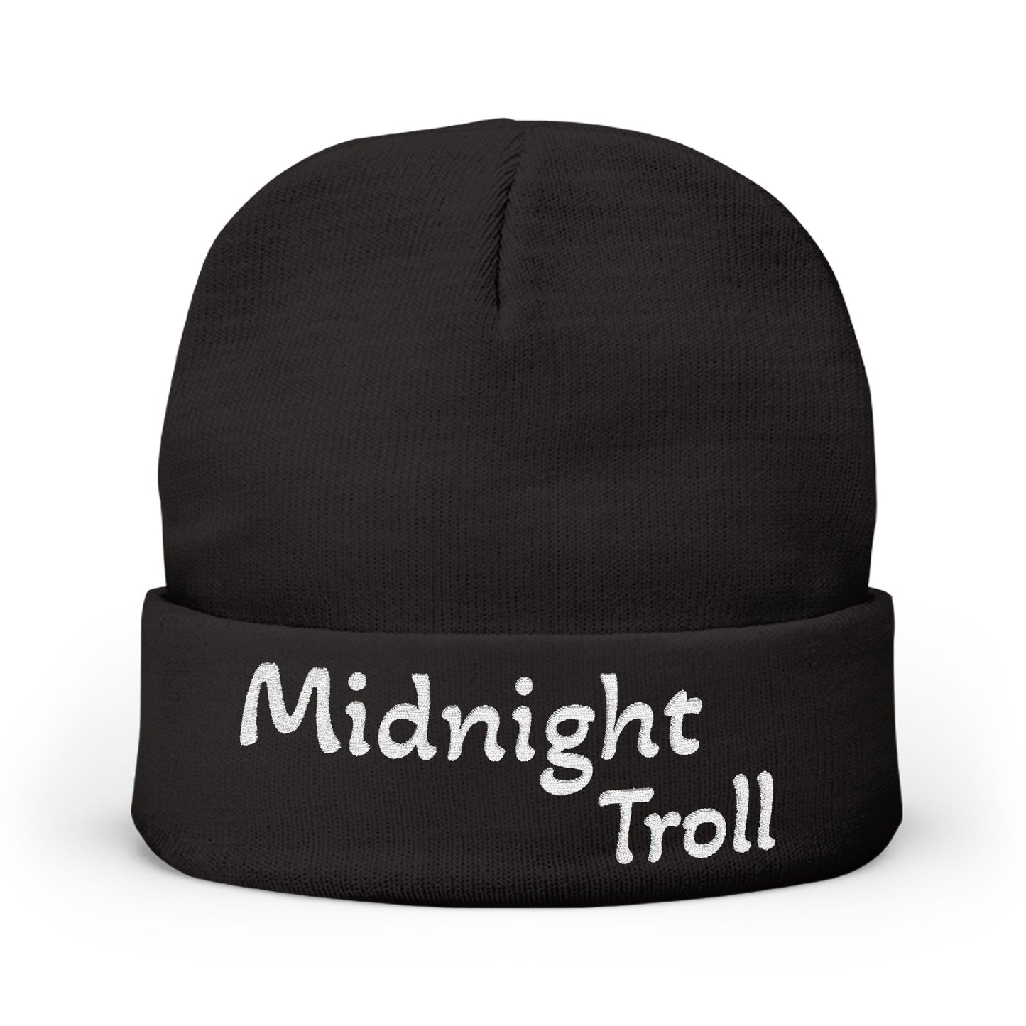 Embroidery Knit Beanie - Midnight Troll, Cozy Cap, Winter Hat, Gift for Him, Beanie for Her