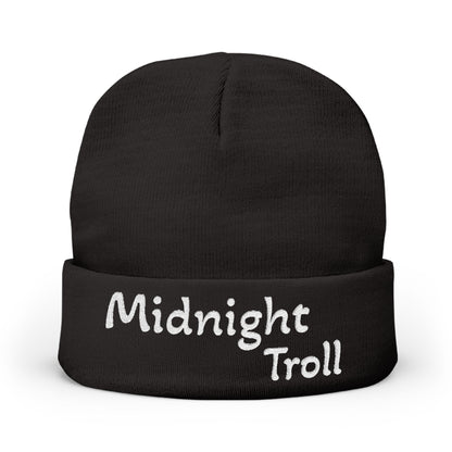 Embroidery Knit Beanie - Midnight Troll, Cozy Cap, Winter Hat, Gift for Him, Beanie for Her