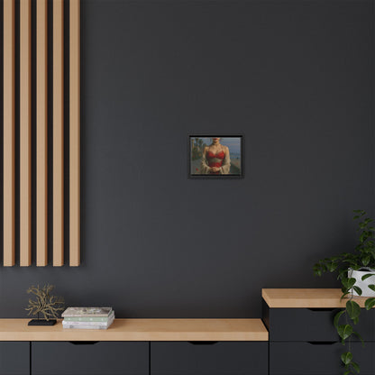 Framed Matte Canvas Art Print, Red Dress Wall Decor, Elegant Home Decoration, Gift for Her, Romantic Artwork