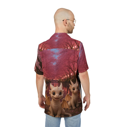 Whimsical Dragon Hawaiian Shirt, Summer Beachwear, Unique Vacation Top, Festive Party Shirt, Dragon Lovers Gift