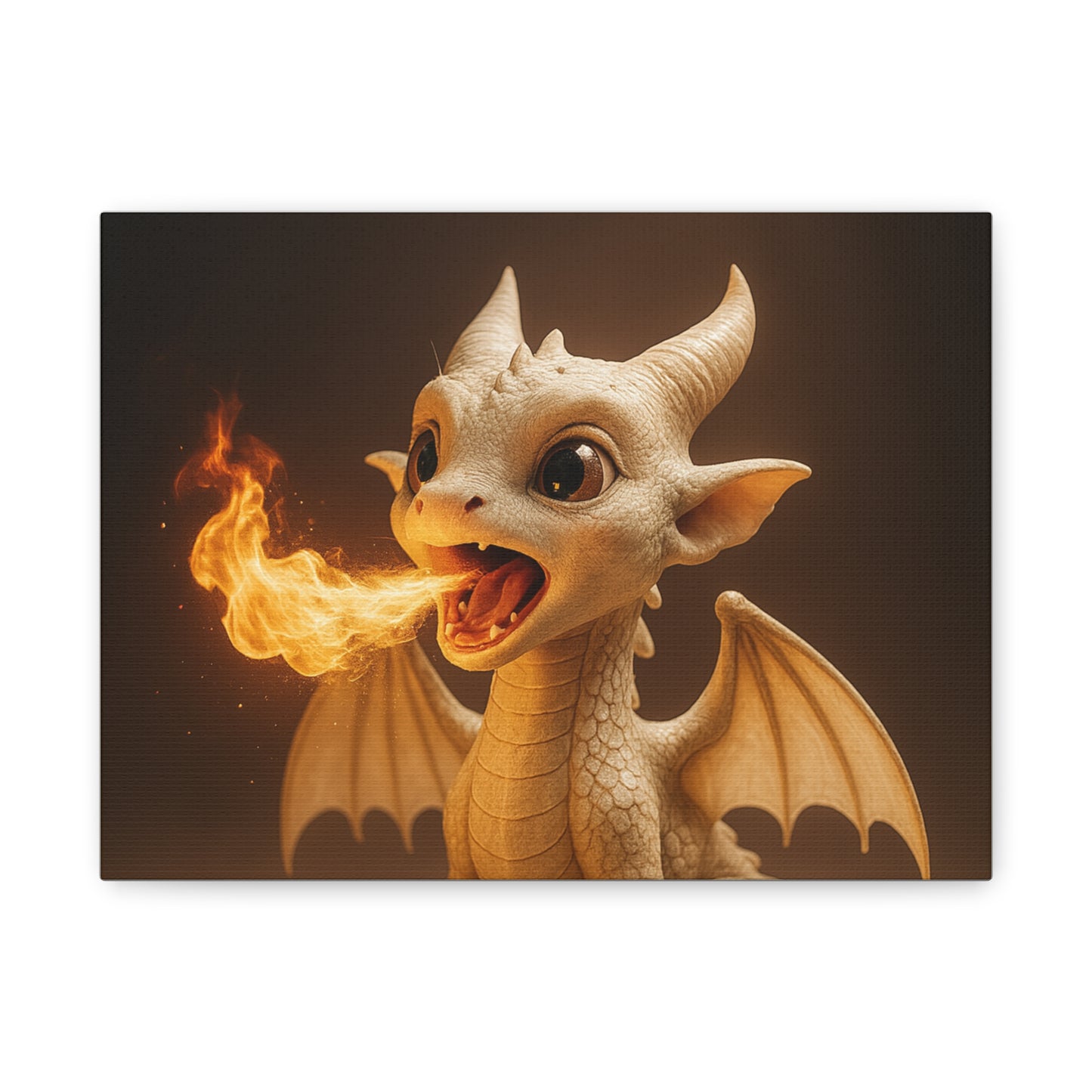 Whimsical Dragon Canvas Wall Art, Nursery Decor, Fantasy Artwork, Gift for Kids, Fire-Breathing Dragon Print