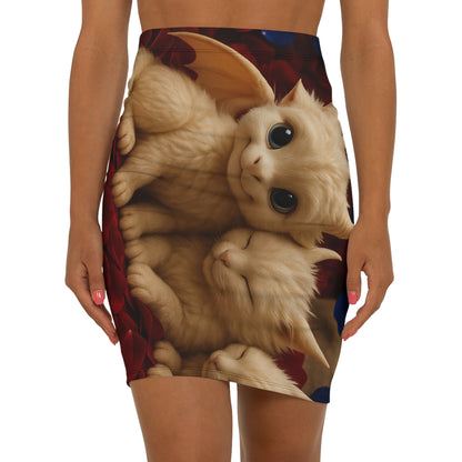 Cute Cat Print Women's Pencil Skirt, Stylish Skirt for Cat Lovers, Unique Fashion, Casual Wear, Gift for Pet Lovers
