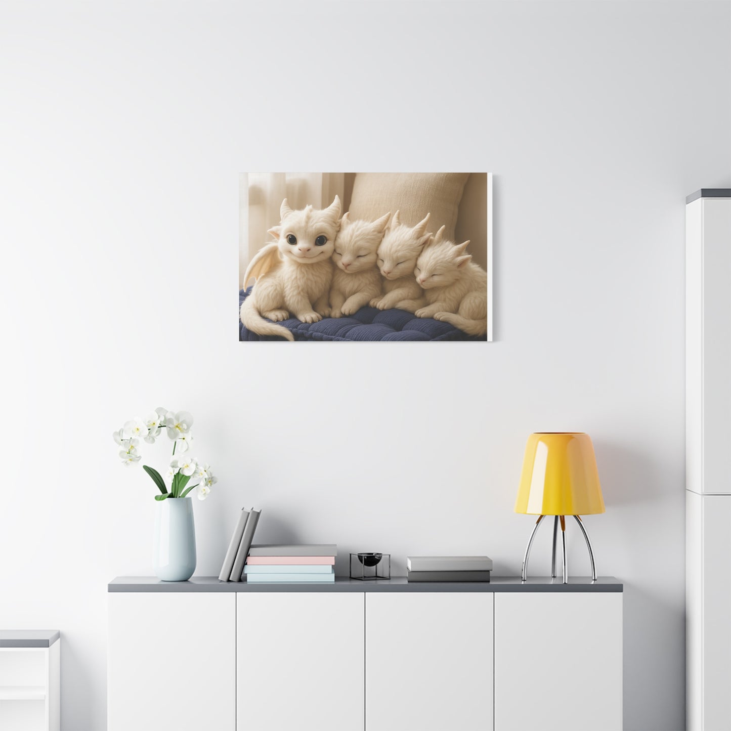 Cute Fantasy Wall Art, Cozy Home Decor, Dragon Nursery Canvas, Kids Room Wall Art, Gift for Dragon Lovers, Fantasy Art Prints