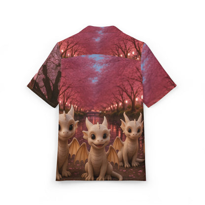 Whimsical Dragon Hawaiian Shirt, Summer Beachwear, Unique Vacation Top, Festive Party Shirt, Dragon Lovers Gift