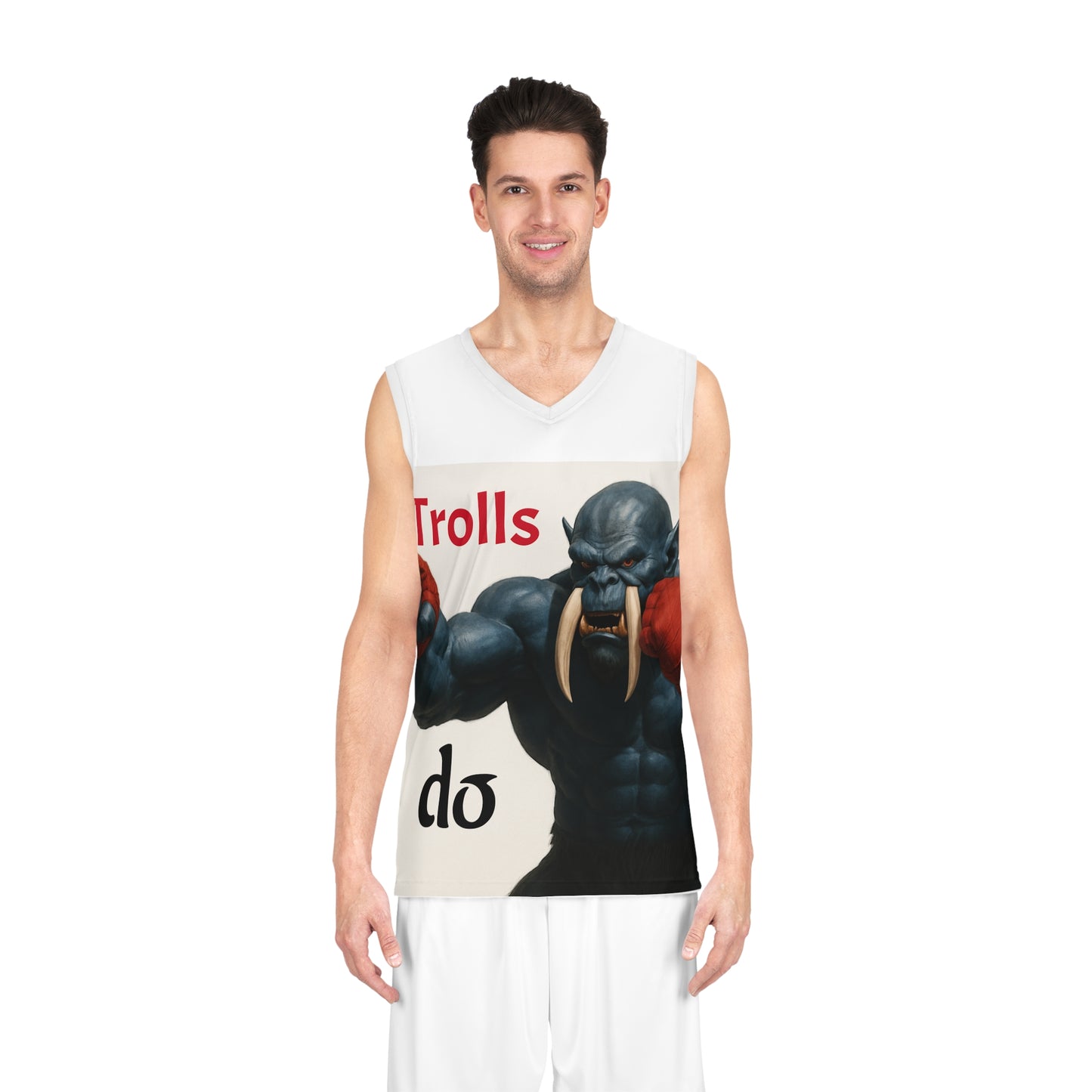 Funny Basketball Jersey, Unique Sports Top, Gift for Gamers, Comic Style Activewear, Trolls Do Motivation Shirt