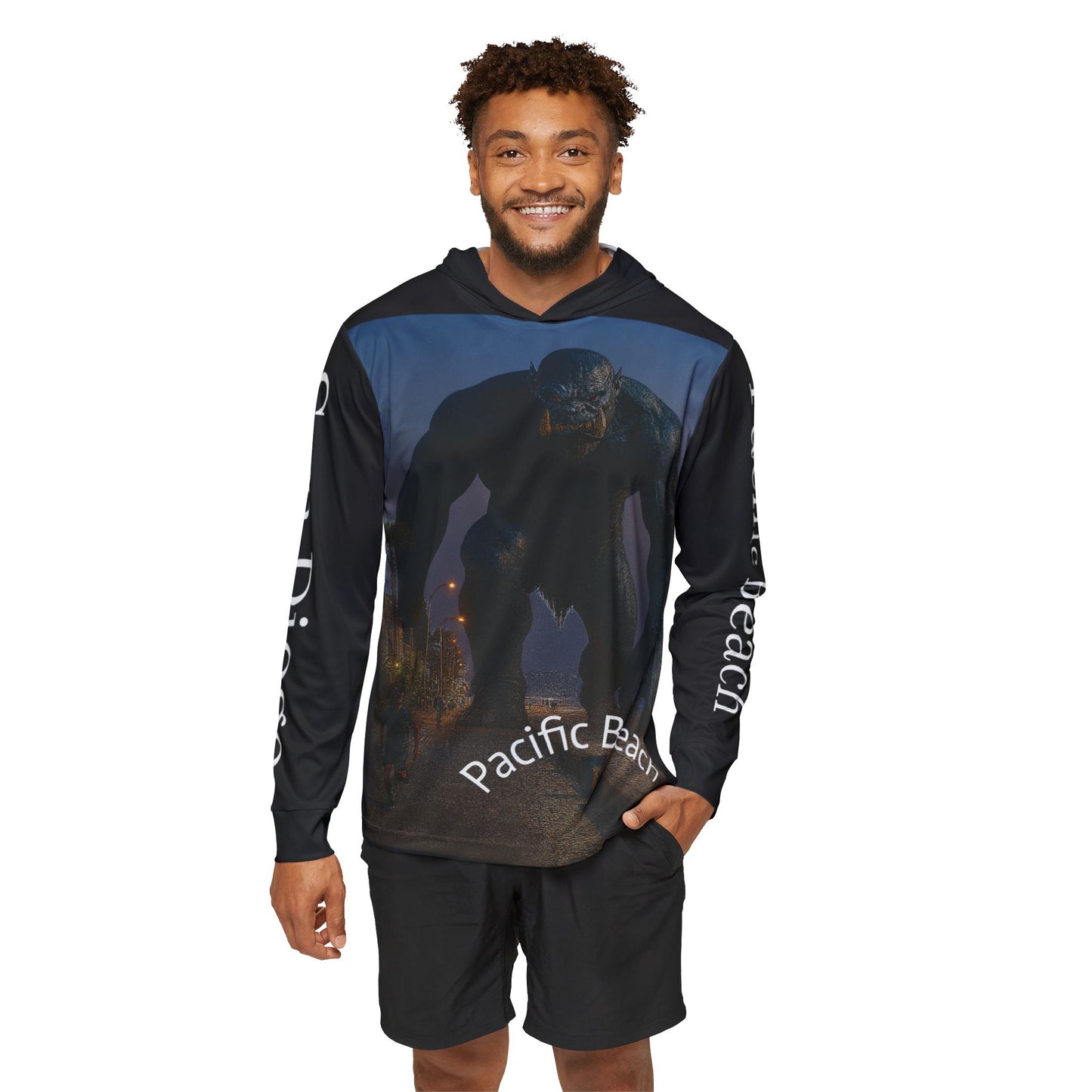 Hoodie, Black Troll Walking on the Boardwalk, Sweatshirt, Sports Jacket, Athletic Apparel, Men's Outerwear