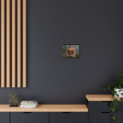 Framed Matte Canvas Art Print, Red Dress Wall Decor, Elegant Home Decoration, Gift for Her, Romantic Artwork