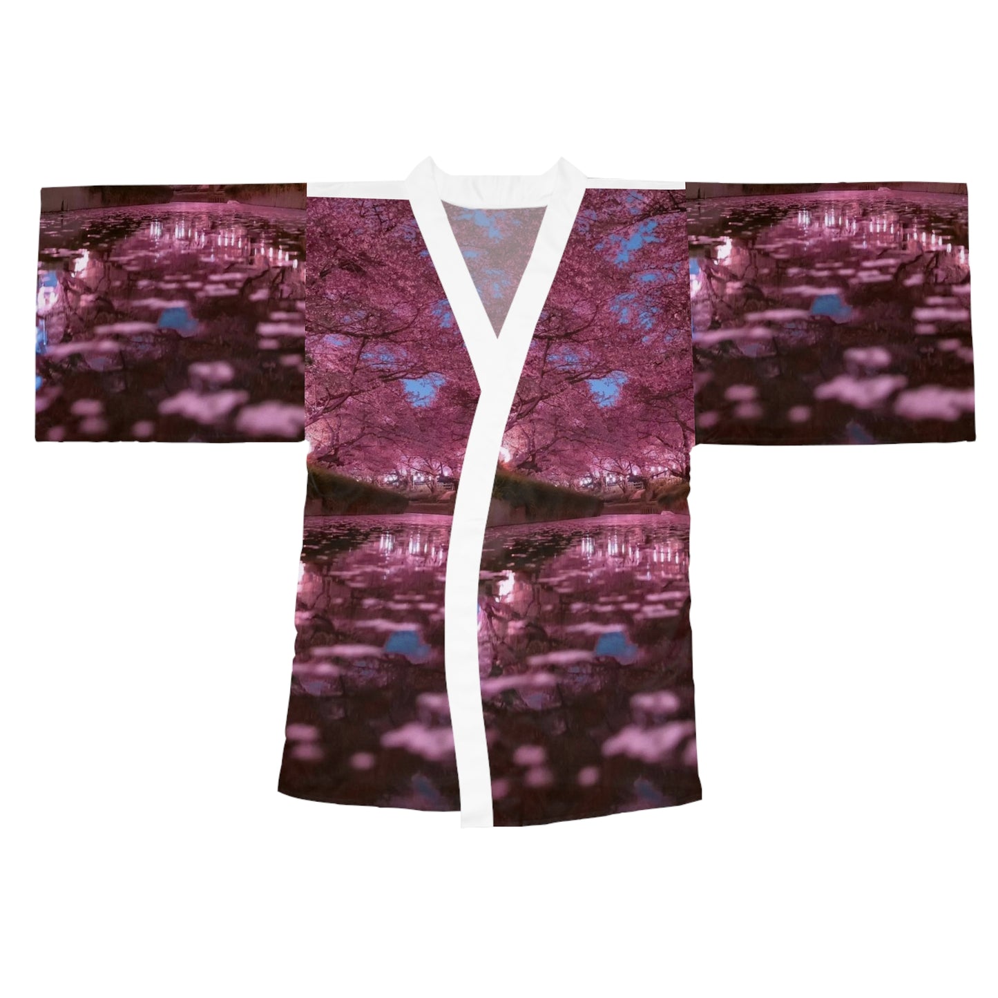 Charming Cherry Blossom Long Sleeve Kimono Robe, Cozy Loungewear, Spring Fashion, Bohemian Style, Gift for Her, Relaxation, Homewear