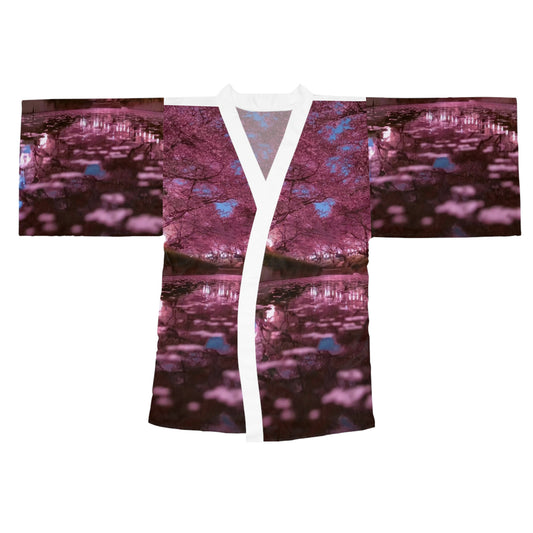 Charming Cherry Blossom Long Sleeve Kimono Robe, Cozy Loungewear, Spring Fashion, Bohemian Style, Gift for Her, Relaxation, Homewear