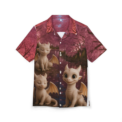 Whimsical Dragon Hawaiian Shirt, Summer Beachwear, Unique Vacation Top, Festive Party Shirt, Dragon Lovers Gift