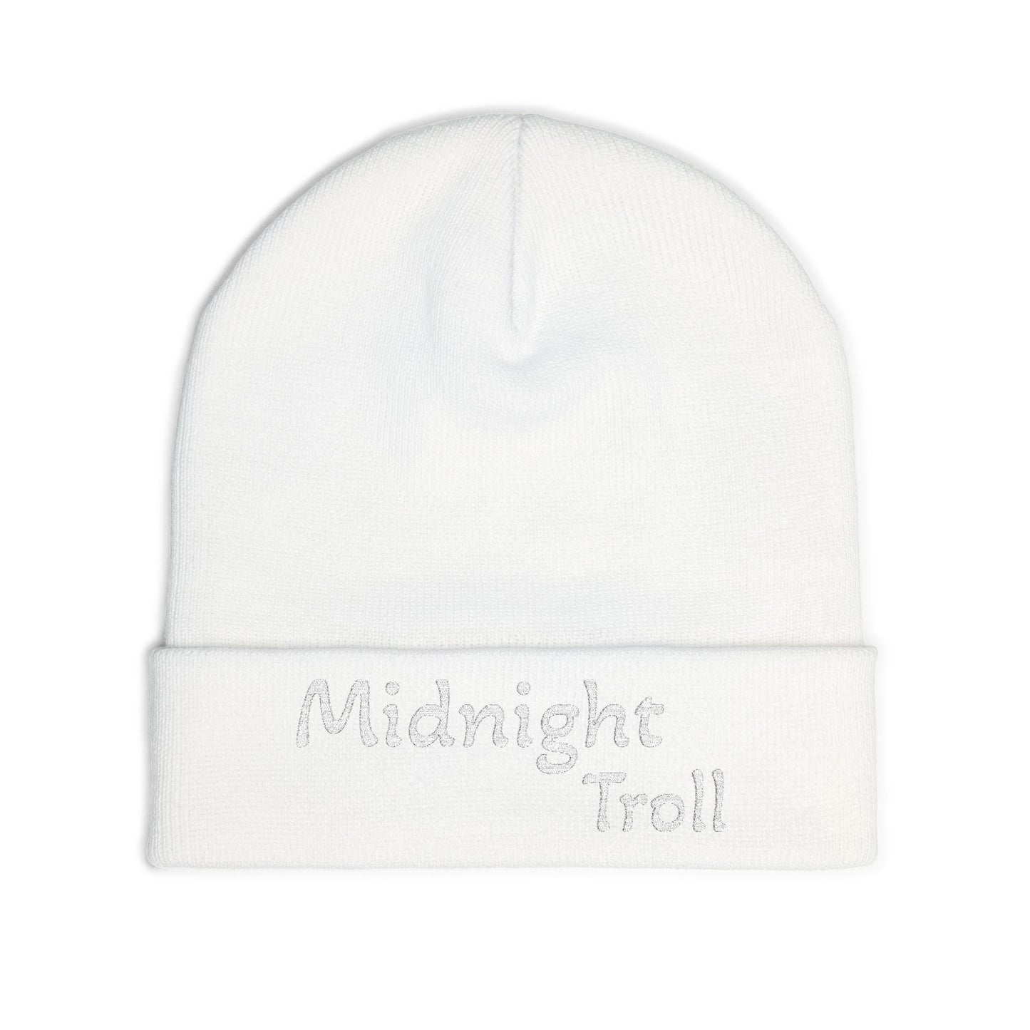 Embroidery Knit Beanie - Midnight Troll, Cozy Cap, Winter Hat, Gift for Him, Beanie for Her