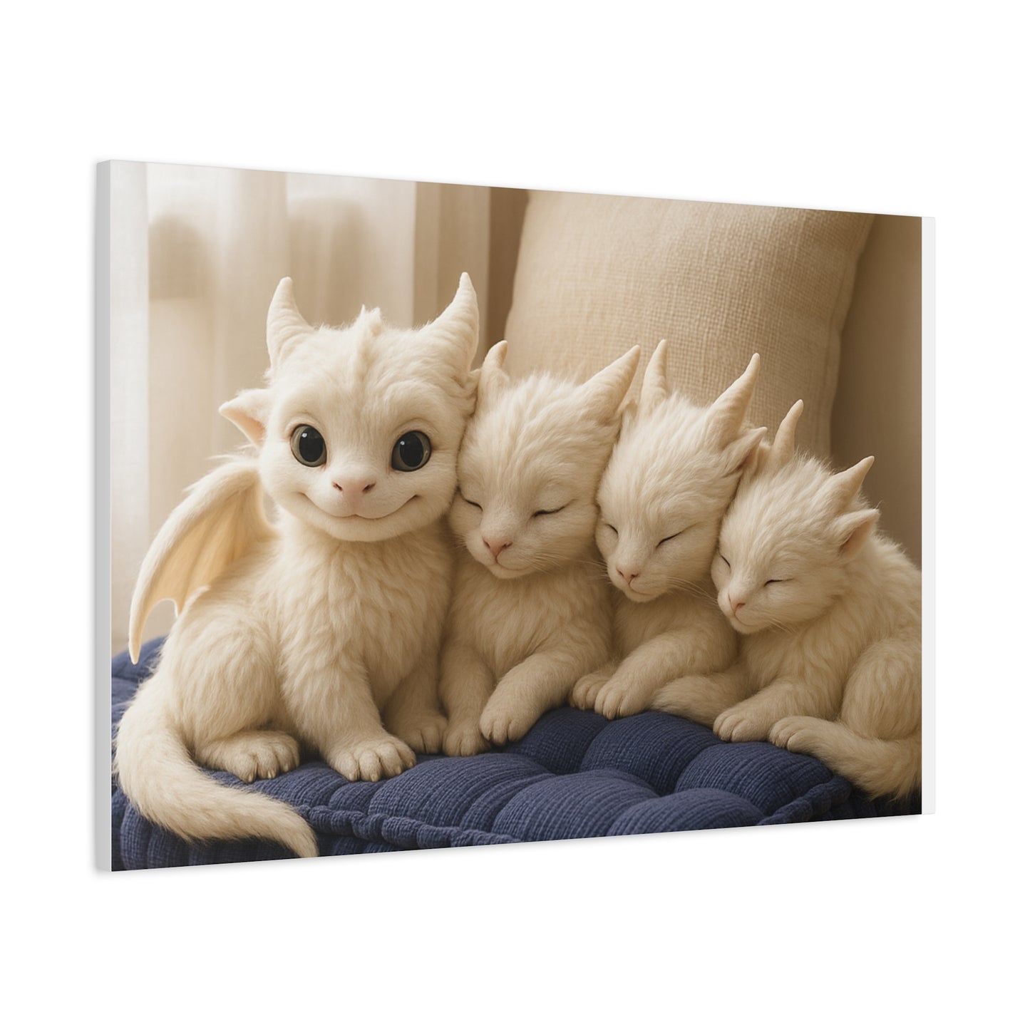 Cute Fantasy Wall Art, Cozy Home Decor, Dragon Nursery Canvas, Kids Room Wall Art, Gift for Dragon Lovers, Fantasy Art Prints