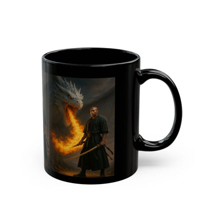 Dragon Warrior Black Mug - Fantasy Theme, Unique Gift for Gamers, Coffee Lovers, Dungeons & Dragons, Home Decor, 11oz & 15oz