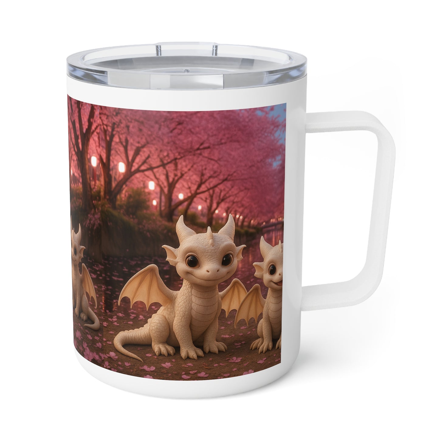 Charming Dragon Insulated Coffee Mug - 10oz, Cute Dragon Mug, Fantasy Coffee Cup, Gift for Dragon Lovers, Personalized Drinkware