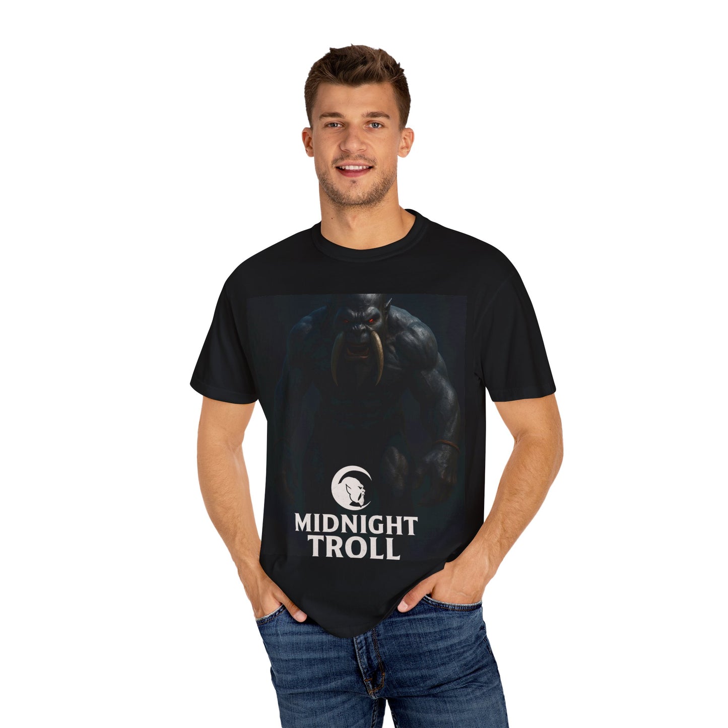 Midnight Troll T-Shirt - Unisex Garment-Dyed Tee, Graphic Tee, Fantasy Apparel, Cool Casual Wear, Unique Gift Idea