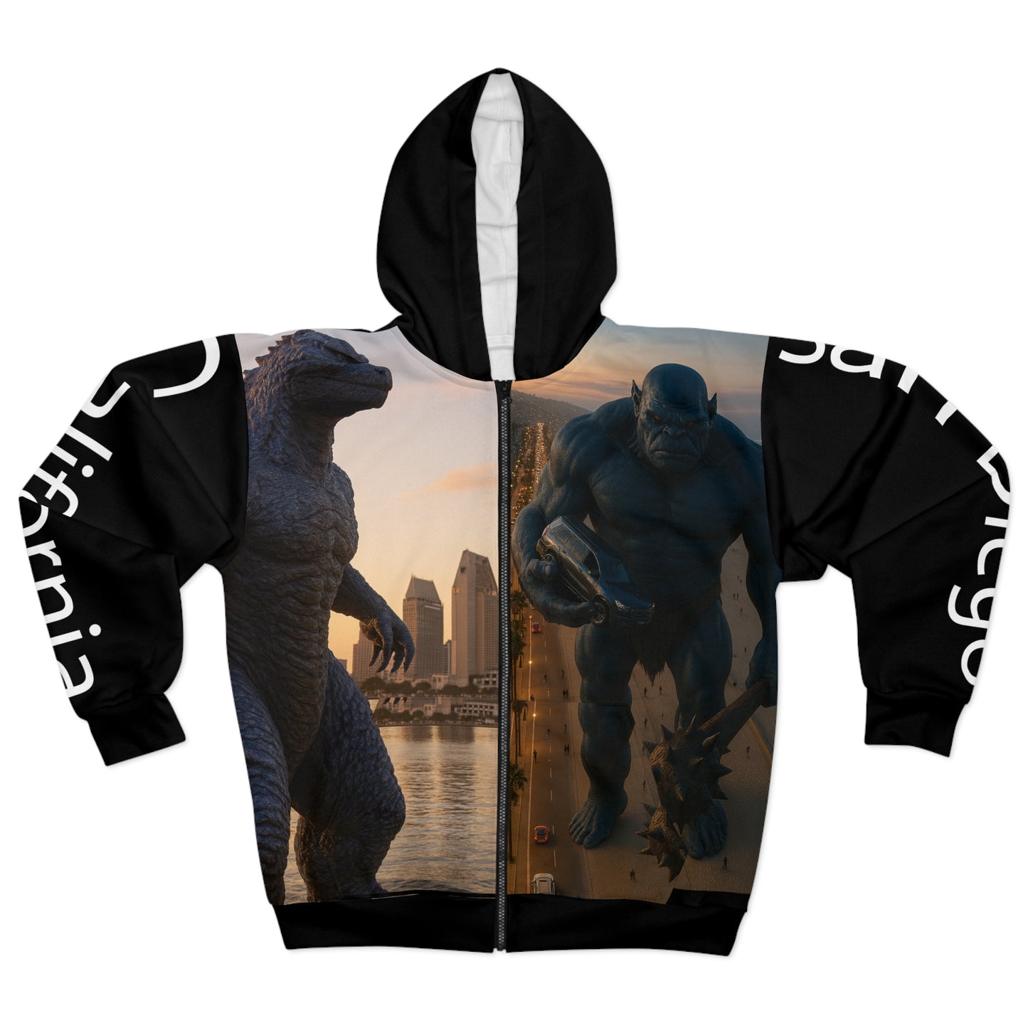 Zip Hoodie Godzilla VS Troll Design