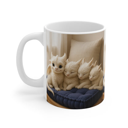 Cute Cat Dragon Mug, Fantasy Animal Coffee Cup, Whimsical Gift for Cat Lovers, Cozy Home Decor, Cat-Themed Present, Unique Kitchenware