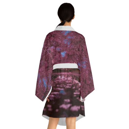 Charming Cherry Blossom Long Sleeve Kimono Robe, Cozy Loungewear, Spring Fashion, Bohemian Style, Gift for Her, Relaxation, Homewear