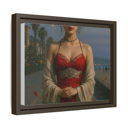 Framed Matte Canvas Art Print, Red Dress Wall Decor, Elegant Home Decoration, Gift for Her, Romantic Artwork